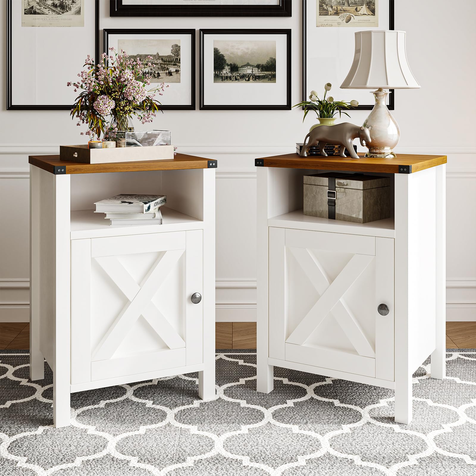 Amazon.com: TRINEAR Farmhouse End Table Set of 2, Rustic Vintage